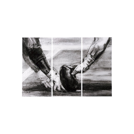 Sports Collection Football 3 Piece Triptych (S) by Mercana Studio a Hand Embellished Textured Canvas by Mercana at Eve Furniture