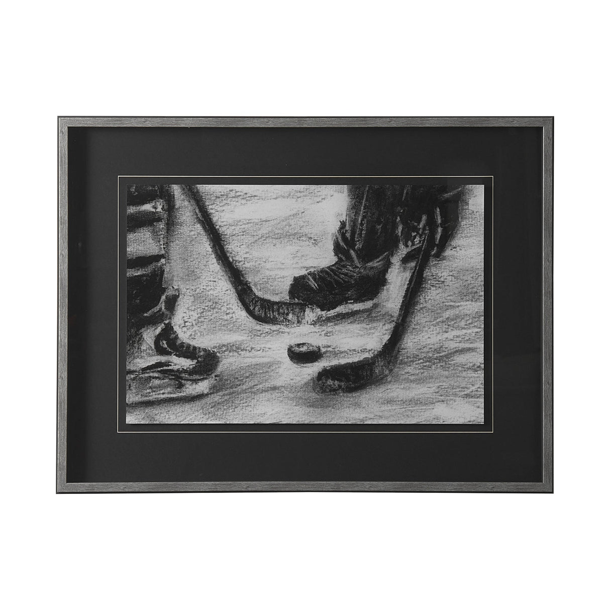 Sports Collection Hockey by Mercana Studio Hand Embellished Framed Art Print Matted under Glass by Mercana at Eve Furniture