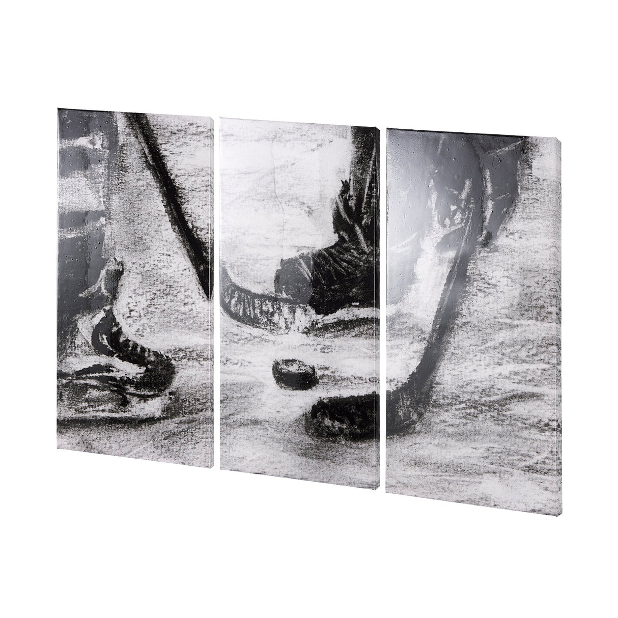 Sports Collection Hockey-L 3 Piece Triptych by Mercana Studio a Hand Embellished Textured Canvas by Mercana at Eve Furniture