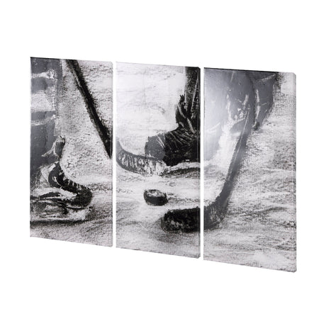 Sports Collection Hockey-L 3 Piece Triptych by Mercana Studio a Hand Embellished Textured Canvas by Mercana at Eve Furniture
