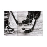 Sports Collection Hockey-L 3 Piece Triptych by Mercana Studio a Hand Embellished Textured Canvas by Mercana at Eve Furniture