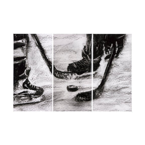 Sports Collection Hockey-L 3 Piece Triptych by Mercana Studio a Hand Embellished Textured Canvas by Mercana at Eve Furniture