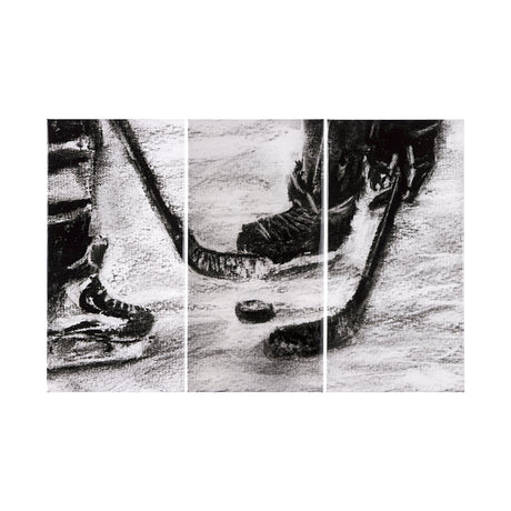 Sports Collection Hockey-L 3 Piece Triptych by Mercana Studio a Hand Embellished Textured Canvas by Mercana at Eve Furniture