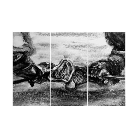 Sports Collection Lacrosse-L 3 Piece Triptych by Mercana Studio a Hand Embellished Textured Canvas by Mercana at Eve Furniture