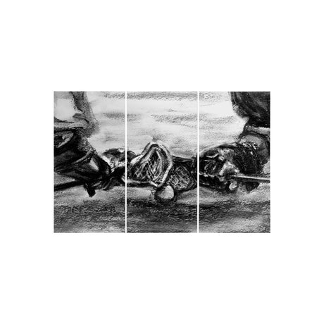 Sports Collection Lacrosse-S 3 Piece Triptych by Mercana Studio a Hand Embellished Textured Canvas by Mercana at Eve Furniture