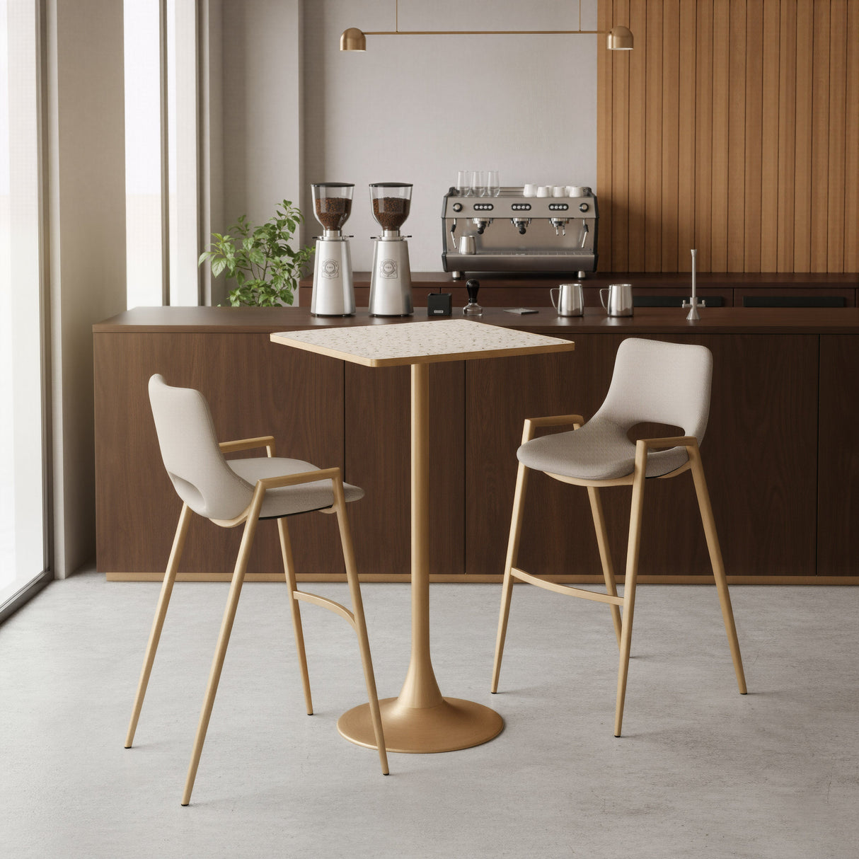 Spot Beige & Gold Bar Table by Zuomod at Eve Furniture