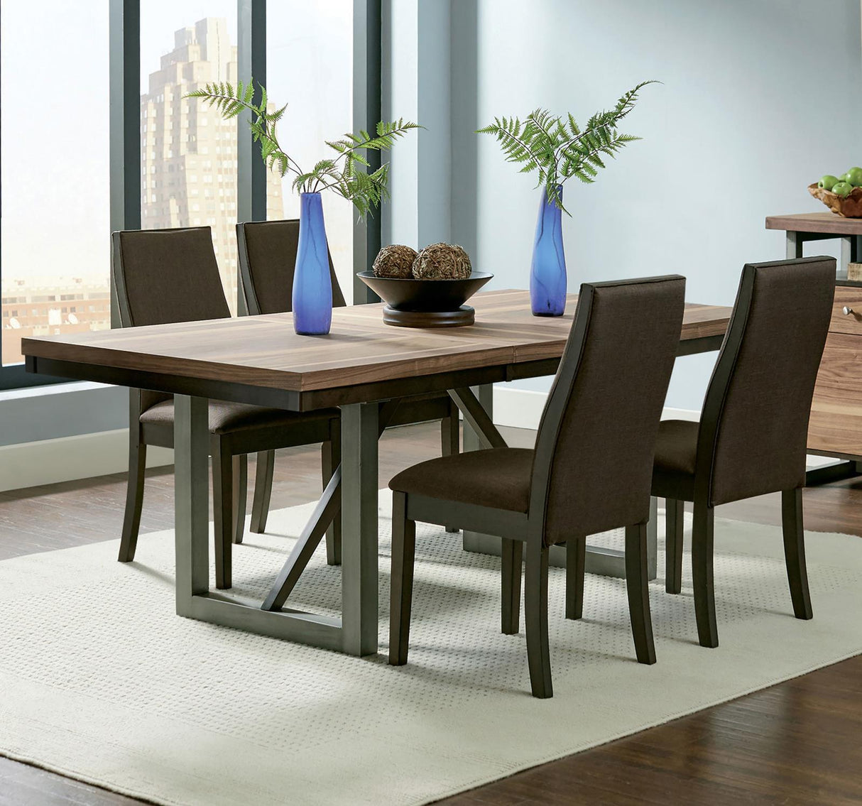 Spring Creek Natural Walnut 5-Piece Industrial Dining Set by Coaster at Eve Furniture