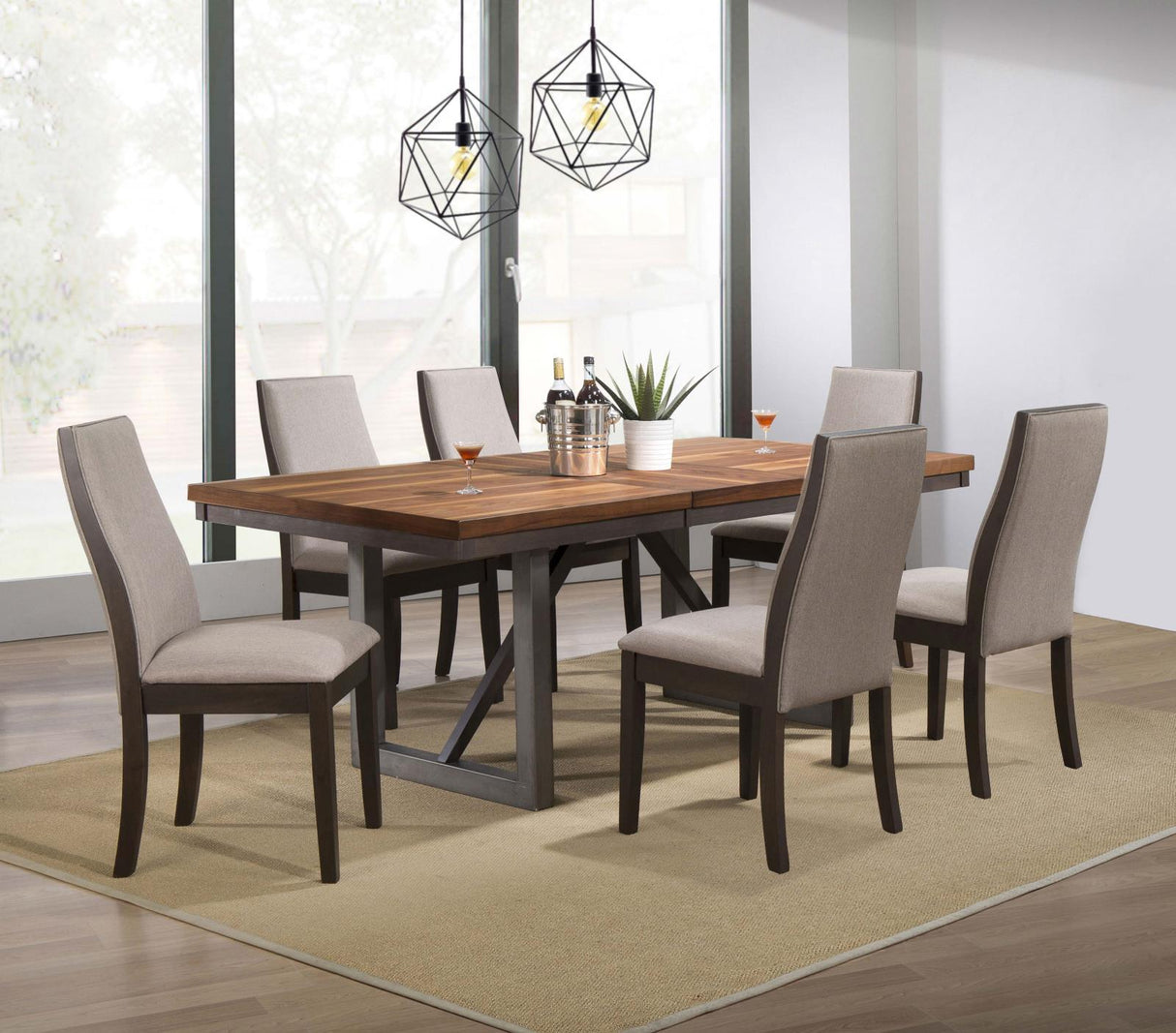 Spring Creek Natural Walnut Dining Table with Extension Leaf by Coaster at Eve Furniture