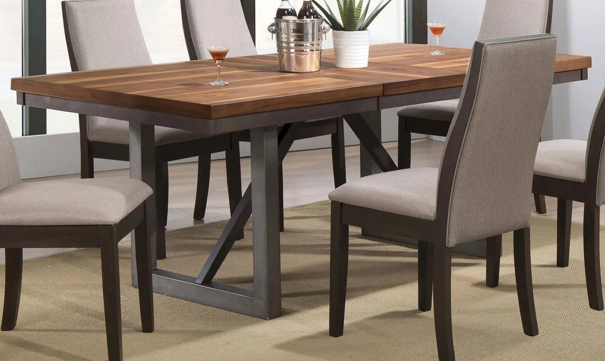 Spring Creek Natural Walnut Dining Table with Extension Leaf by Coaster at Eve Furniture