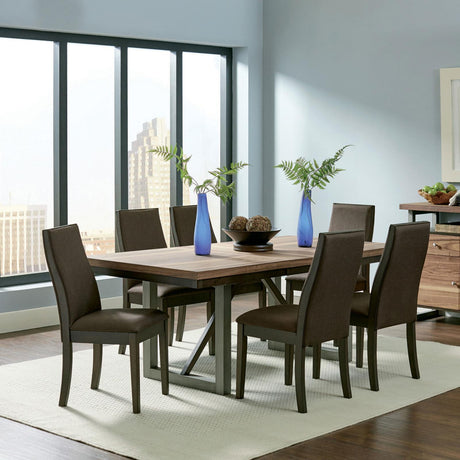 Spring Creek Natural Walnut Dining Table with Extension Leaf by Coaster at Eve Furniture