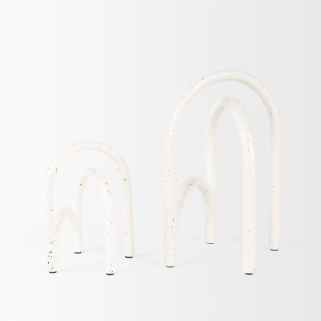 Springe White & Gray Speckled Arch Decorative Object (Set of 2) by Mercana at Eve Furniture