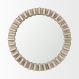 Sprocket Mirror Round Natural Brown Wood Frame Mirror by Mercana at Eve Furniture