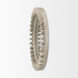 Sprocket Mirror Round Natural Brown Wood Frame Mirror by Mercana at Eve Furniture