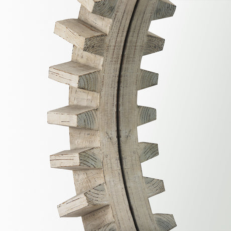 Sprocket Mirror Round Natural Brown Wood Frame Mirror by Mercana at Eve Furniture
