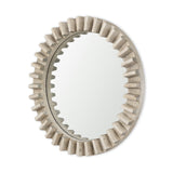 Sprocket Mirror Round Natural Brown Wood Frame Mirror by Mercana at Eve Furniture