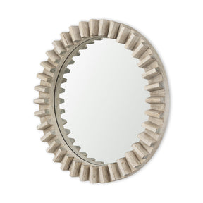 Sprocket Mirror Round Natural Brown Wood Frame Mirror by Mercana at Eve Furniture