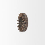 Sprocket Round Brown Wood Frame Mirror by Mercana at Eve Furniture