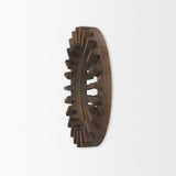 Sprocket Round Brown Wood Frame Mirror by Mercana at Eve Furniture