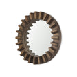 Sprocket Round Brown Wood Frame Mirror by Mercana at Eve Furniture
