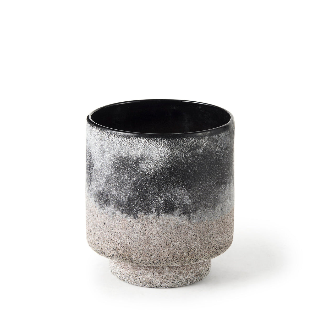 Squally 6.0L x 6.0W x 6.4H Black/Brown Glass Ombre Textured Small Vase by Mercana at Eve Furniture