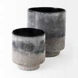 Squally 8.0L x 8.0W x 8.6H Black/Brown Glass Ombre Textured Vase by Mercana at Eve Furniture