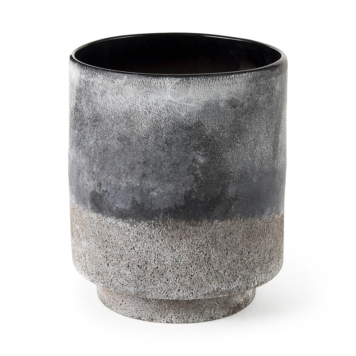 Squally 8.0L x 8.0W x 8.6H Black/Brown Glass Ombre Textured Vase by Mercana at Eve Furniture