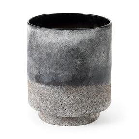 Squally 8.0L x 8.0W x 8.6H Black/Brown Glass Ombre Textured Vase by Mercana at Eve Furniture