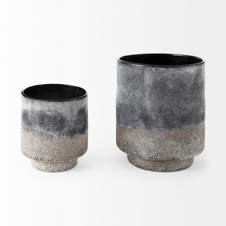 Squally Black/Brown Glass Ombre Textured Vase by Mercana at Eve Furniture