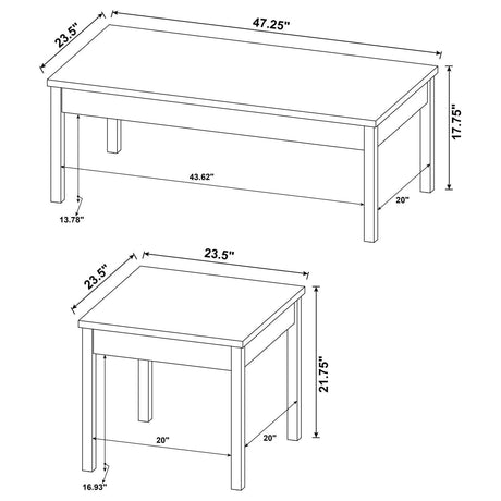 Stacie Antique Pine and White 3-piece Composite Wood Coffee Table Set by Coaster at Eve Furniture