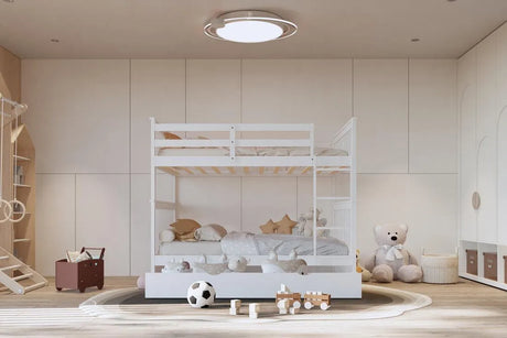 Stack White Full/Full Bunk Bed w/Twin Trundle by Happy Homes at Eve Furniture