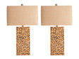 Stacked Wood Brown/Cream Table Lamp (Set of 2) by Crestview at Eve Furniture
