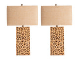 Stacked Wood Brown/Cream Table Lamp (Set of 2) by Crestview at Eve Furniture