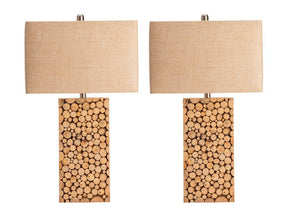 Stacked Wood Brown/Cream Table Lamp (Set of 2) by Crestview at Eve Furniture