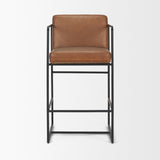 Stamford 36" Brown Leather Seat w/ Wood Back, Metal Frame Counter Stool by Mercana at Eve Furniture