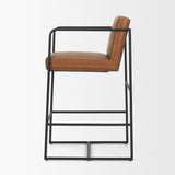 Stamford 36" Brown Leather Seat w/ Wood Back, Metal Frame Counter Stool by Mercana at Eve Furniture