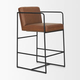 Stamford 36" Brown Leather Seat w/ Wood Back, Metal Frame Counter Stool by Mercana at Eve Furniture