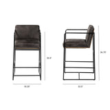 Stamford 36" Total Height Black Leather Seat w/ Wood Back, Metal Frame Counter Stool by Mercana at Eve Furniture