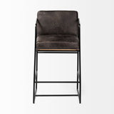 Stamford 36" Total Height Black Leather Seat w/ Wood Back, Metal Frame Counter Stool by Mercana at Eve Furniture