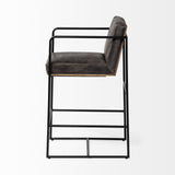 Stamford 36" Total Height Black Leather Seat w/ Wood Back, Metal Frame Counter Stool by Mercana at Eve Furniture
