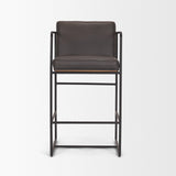 Stamford 36" Total Height Charcoal-Brown Leather Seat w/ Wood Back Metal Counter Stool by Mercana at Eve Furniture