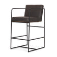 Stamford 36" Total Height Charcoal-Brown Leather Seat w/ Wood Back Metal Counter Stool by Mercana at Eve Furniture
