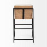 Stamford 36" Total Height Light Beige Upholstered Seat w/ Wood Back, Metal Frame Counter Stool by Mercana at Eve Furniture