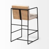 Stamford 36" Total Height Light Beige Upholstered Seat w/ Wood Back, Metal Frame Counter Stool by Mercana at Eve Furniture