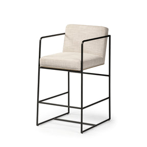 Stamford 36" Total Height Light Beige Upholstered Seat w/ Wood Back, Metal Frame Counter Stool by Mercana at Eve Furniture