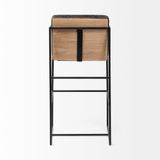 Stamford 40" Total Height Black Leather Seat w/ Wood Back, Metal Frame Bar Stool by Mercana at Eve Furniture
