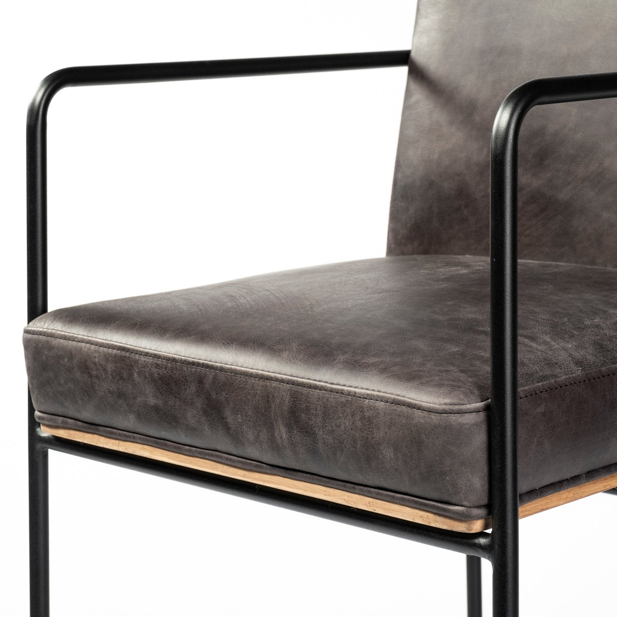 Stamford 40" Total Height Black Leather Seat w/ Wood Back, Metal Frame Bar Stool by Mercana at Eve Furniture