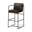 Stamford 40" Total Height Black Leather Seat w/ Wood Back, Metal Frame Bar Stool by Mercana at Eve Furniture