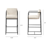 Stamford 40" Total Height Light Beige Upholstered Seat w/ Wood Back, Metal Frame Bar Stool by Mercana at Eve Furniture