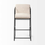 Stamford 40" Total Height Light Beige Upholstered Seat w/ Wood Back, Metal Frame Bar Stool by Mercana at Eve Furniture