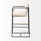 Stamford 40" Total Height Light Beige Upholstered Seat w/ Wood Back, Metal Frame Bar Stool by Mercana at Eve Furniture